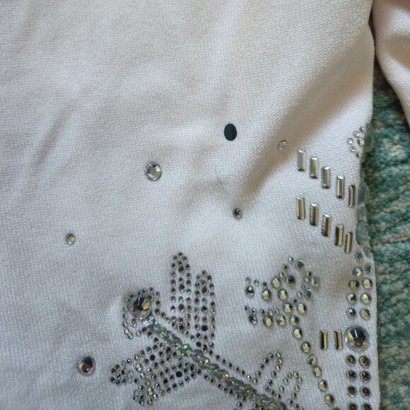 Boston Proper size Large Pink Rhinestone Holiday Sweater - Picture 9 of 9